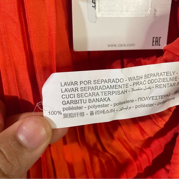 ZARA bloggers fav pleated tiered orange pull-on mini skirt women’s Size Medium - Picture 5 of 7